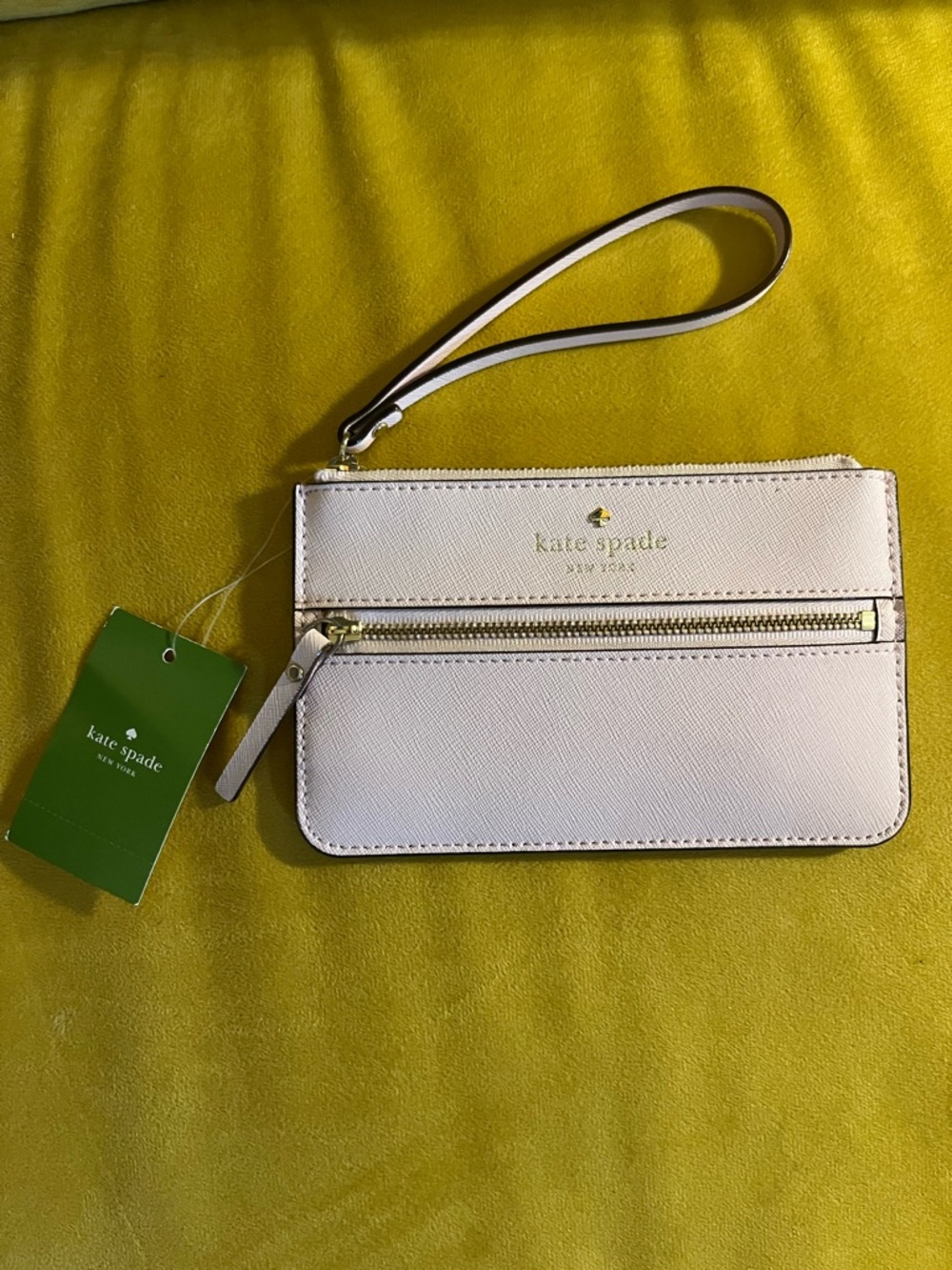 kate spade Pale Blush Leather Wristlet with Gold Hardware